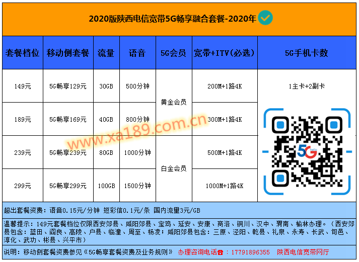 西安电信宽带套餐价格表2020年新版